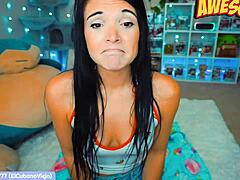 Cute nerdy girl masturbates with toys on webcam