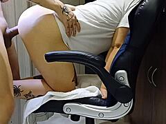 roomie bent over in studio, getting fucked doggystyle.