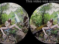 so this brunette beauty endza is out in the open, using her vibrator on her clit, getting off hard in vr. she loves it so much, she cums everywhere.