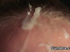 Flirty Bombshell Swallows Cum In Blowbang Facial