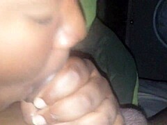 Ebony blowjob in casual setting