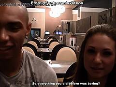 titted brunette picked up for outdoor fun