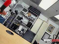 teen gives blowjob to director's big black cock, then gets drilled