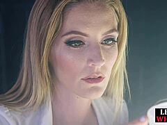 Lezdom Queen Dominates Bonded Subject with Fishnets and Toys in Scissoring!