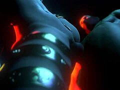 Hard pounding on the strip pole with big tits.