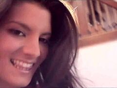 amazing brunette amandine bent over for doggystyle fuck!