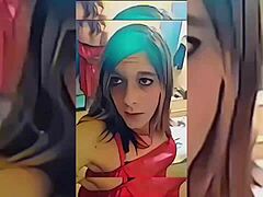 Hot Shemale Teasing with Slow Bathroom Striptease Scene