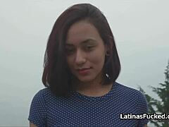 Cute latina amateur blows big cock in casting