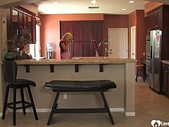 Adorable blonde spreads ass and pussy with dildo 😍