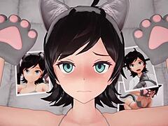 Matsukaze from Kantai Collection in animated hentai adventure