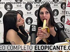 mielcita and almendra suck the creamy banana and swallow it all