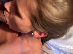 Cute European girl deep throats during casting session