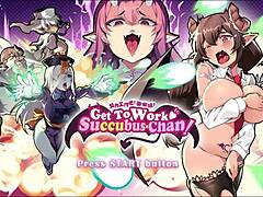 Get to Work Succubus Chan, Undressing Giant Waifu in Hentai Game Ep 2 with Huge Tits
