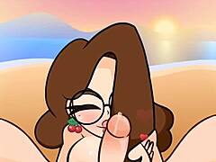 peachypop34 fucking dick at sunset beach with big tits