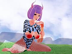 This 3D hentai features big ass and tits in fishnet.
