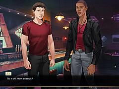 In this hentai game, the character uses a dildo on her big nipples and tits