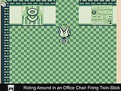 Riding around in an office chair firing twin-stick style