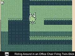 Riding around in an office chair firing twin-stick style