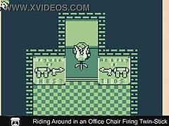 Riding around in an office chair firing twin-stick style