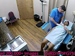 Canadian doctor examines Channy's pussy in a gyno exam
