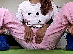 Stepbrother intensely teases stepsister's small 18+ tits, fingering her to a horny orgasm in close-up hardcore