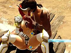 Warrior princess gets pounded by minotaur in wild clash