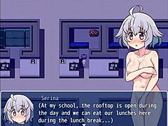 好奇暴露狂Serina Suzuyo在Hentai游戏中闪露