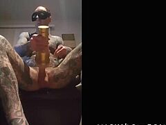 Fleshlight Tat Jack Strokes Hard with Intense Grip. His Solo Cum Session Is Raw and Real!