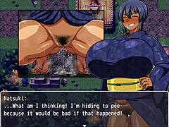 Tanned girl Natsuki gets pussy wet in hentai game