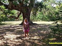 smoking hot blonde flashes ass in outdoor pov action