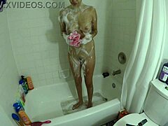 My angel lover gets wet in steamy shower