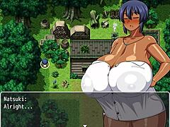 tanned girl natsuki in hentai game ep 11 gets masturbated by village chief while changing in public