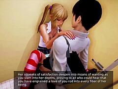 College anime babe with big tits rides a monster cock in wild scene