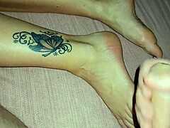 stepson jerking off and cumming on stepmom's feet