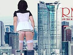 Giant lady flashes big pussy in public voyeur show