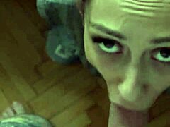 Candie Cross Drops on Knees for Intense Facial Blowjob with Deepthroat Action