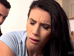 Hell yeah! Stuck friend watches helpless girl get licked in wild action!