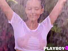 Cute Russian Milf Katya Clover Strips Wet Body Outdoors