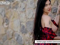 Czech Girl Showing Tits And Masturbating Pussy Solo With Legs Spread