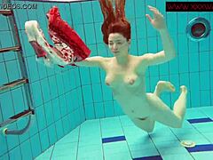 毛茸茸的姜黄色波兰18+少女潜水，好热！🏊‍♀️