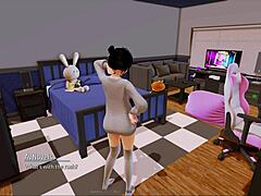 Harem Hotel 419: Cute Anime Girl in Sexy Outfit Teases