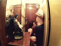 Man, banging this curvy chick between tight walls!