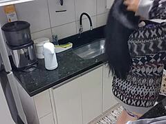 Sensual Latina in Kitchen Masturbation Gets Wild and Wet!