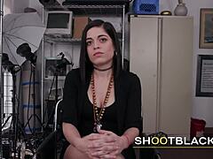 kinky white chick indulges on sucking on directors hard cock