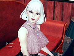 curvy 3d anime girl with big tits getting sexy in polyturnon 3 game