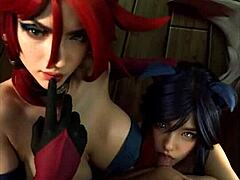 英雄联盟赏金猎人和阿狸cosplay无码本子AI生成