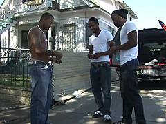 Ebony chick gets ass jizzed after screwing on couch