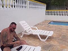 two sexy latinas by the pool