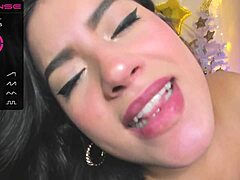 she sucks a monster dildo, drool dripping, pussy soaking the screen