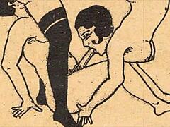 vintage erotic drawings showcase the sensual alphabet in retro comic style.